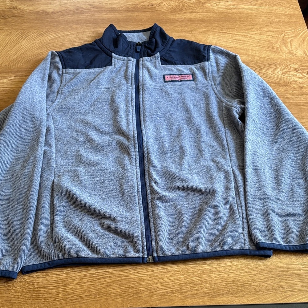 Vineyard Vines Boys Fleece Zip-Up Jacket with Chest Patch Size Medium 12-14